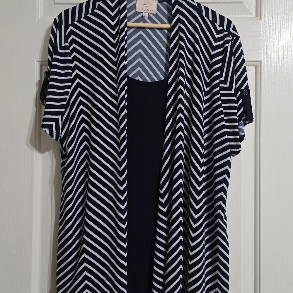 727 Trend Woman Stripped Short Sleeve Layered Top Blouse